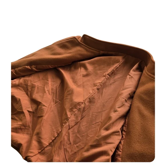 Felt Military Style Cropped Jacket Gold Buttons Lined Rust Color Size XL - Picture 6 of 9